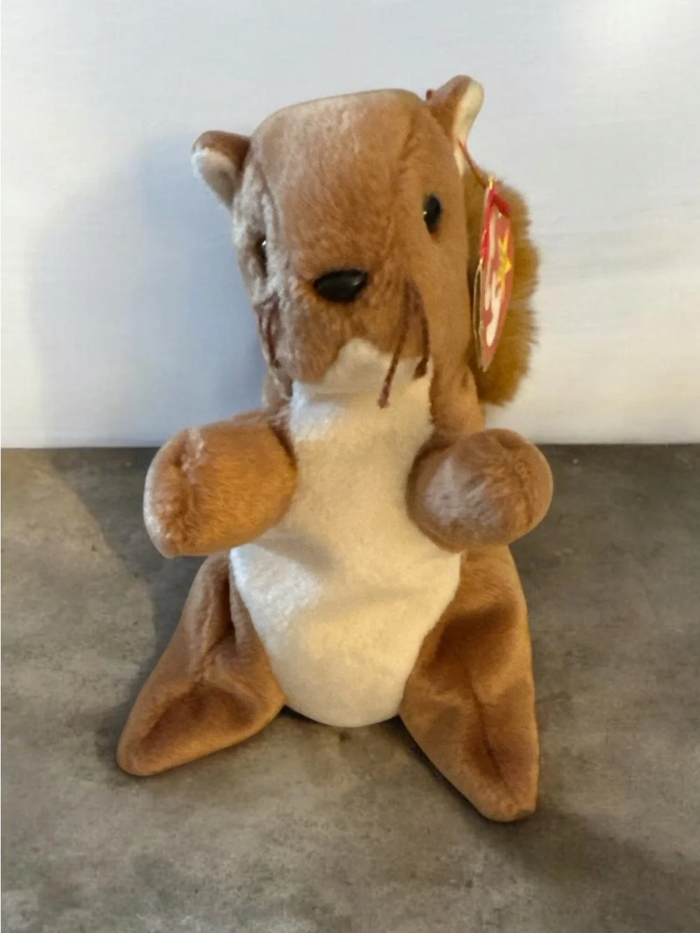 Ty Plush Squirrel in Brown and White with Ty Heart Tag